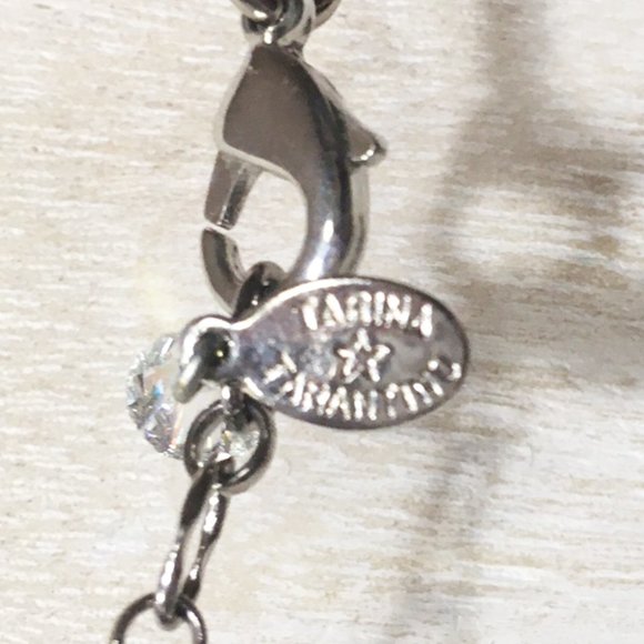 TARINA TARANTINO BABY PINK CRYSTAL LUCITE "PEACE" PENDANT & ROSE BEADED NECKLACE - Picture 11 of 14